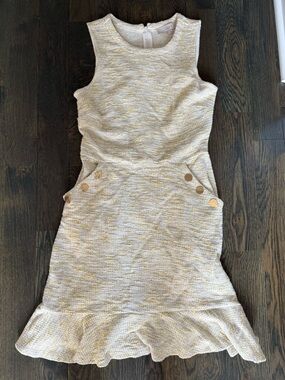 🌼 LOFT Tweed Sleeveless Dress in Yellow & White 🌼